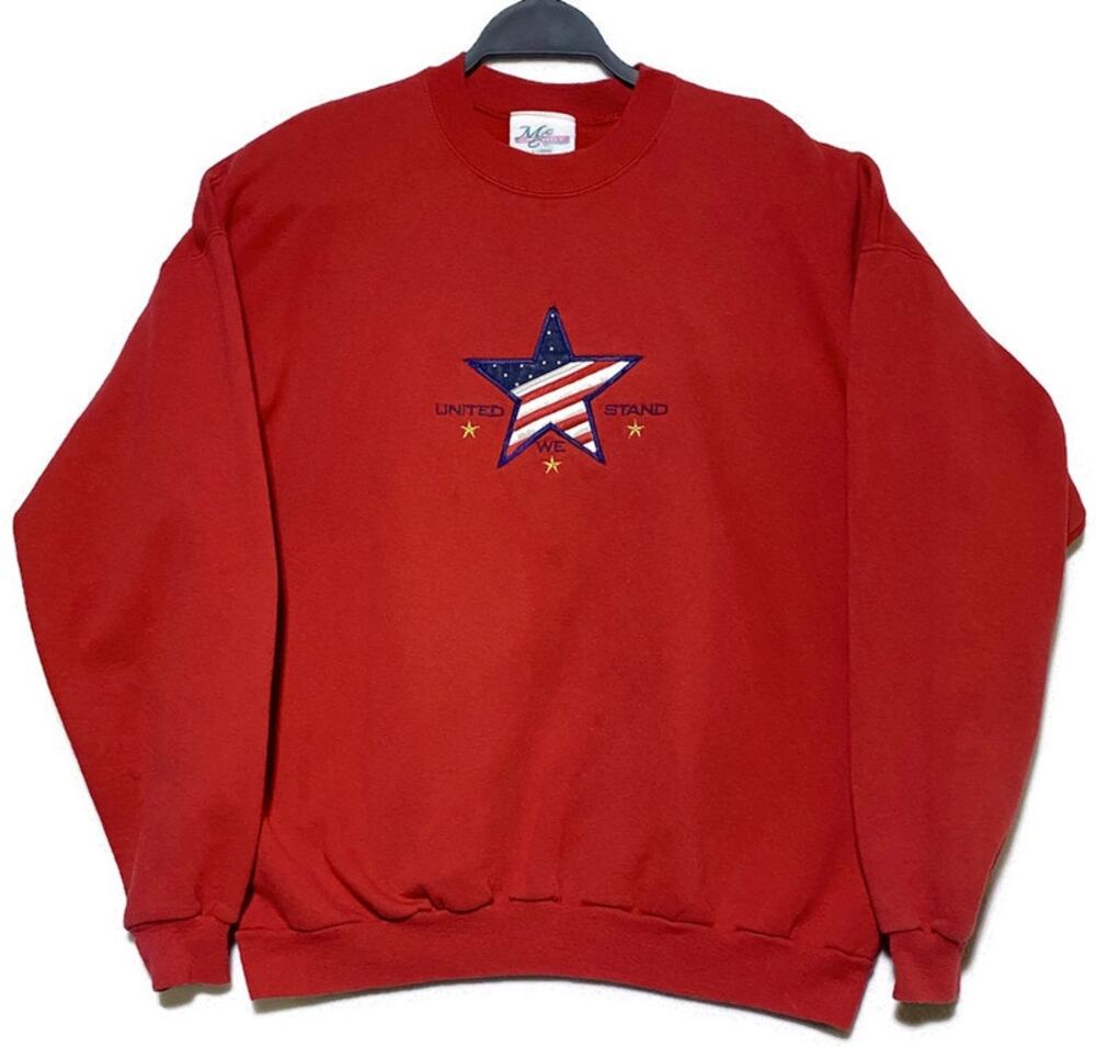 MC Energy Women's XL Red United We Stand Pullover Sweatshirt Long Sleeve